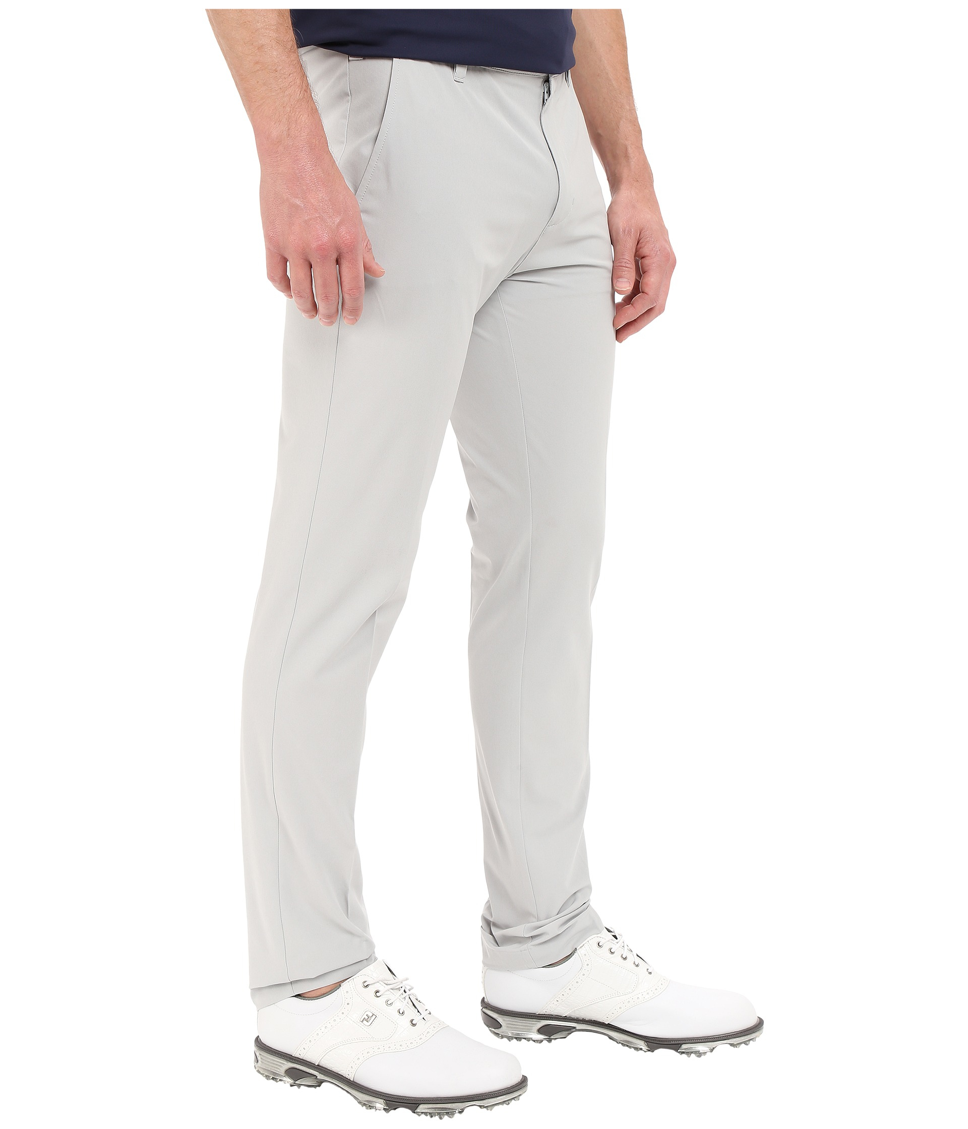 white adidas golf trousers