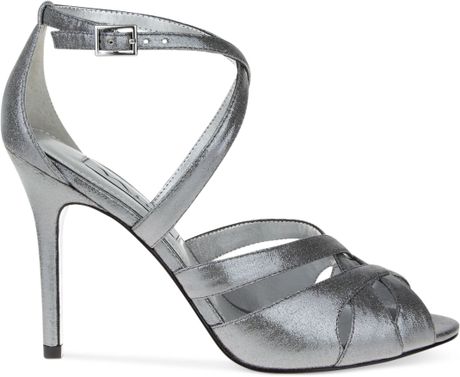 Nina Minna Evening Sandals in Silver (Dark Silver) | Lyst