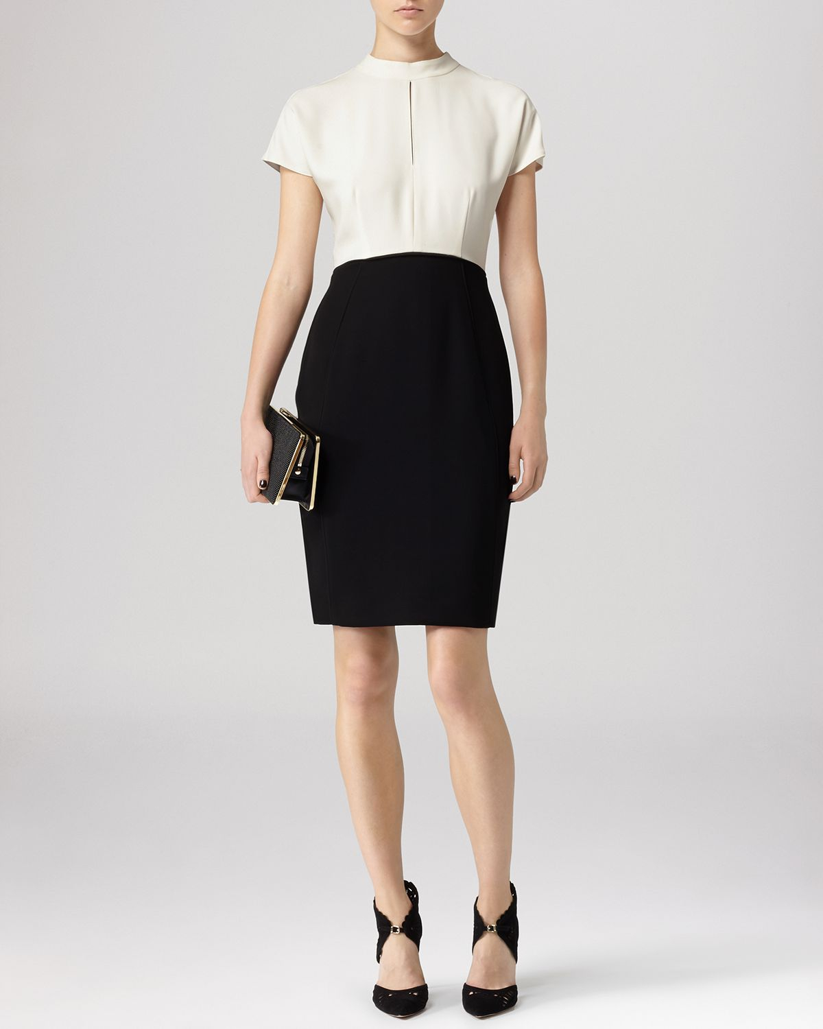 Reiss Dress Cipriano Color Block Pencil Skirt in Black (Black/Ivory) | Lyst