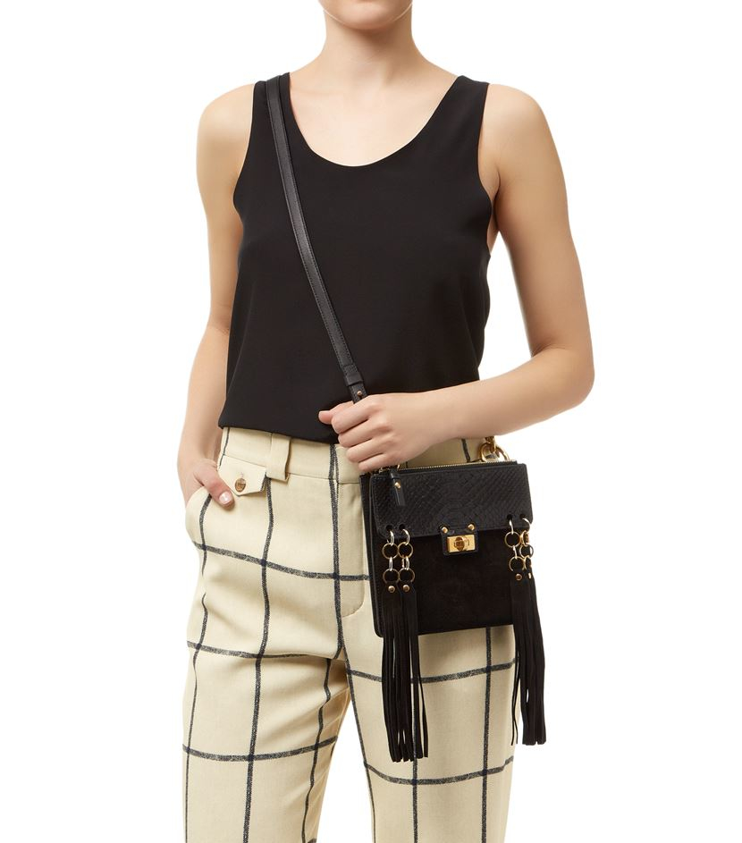 Chlo Small Jane Python Cross Body Bag in Black | Lyst