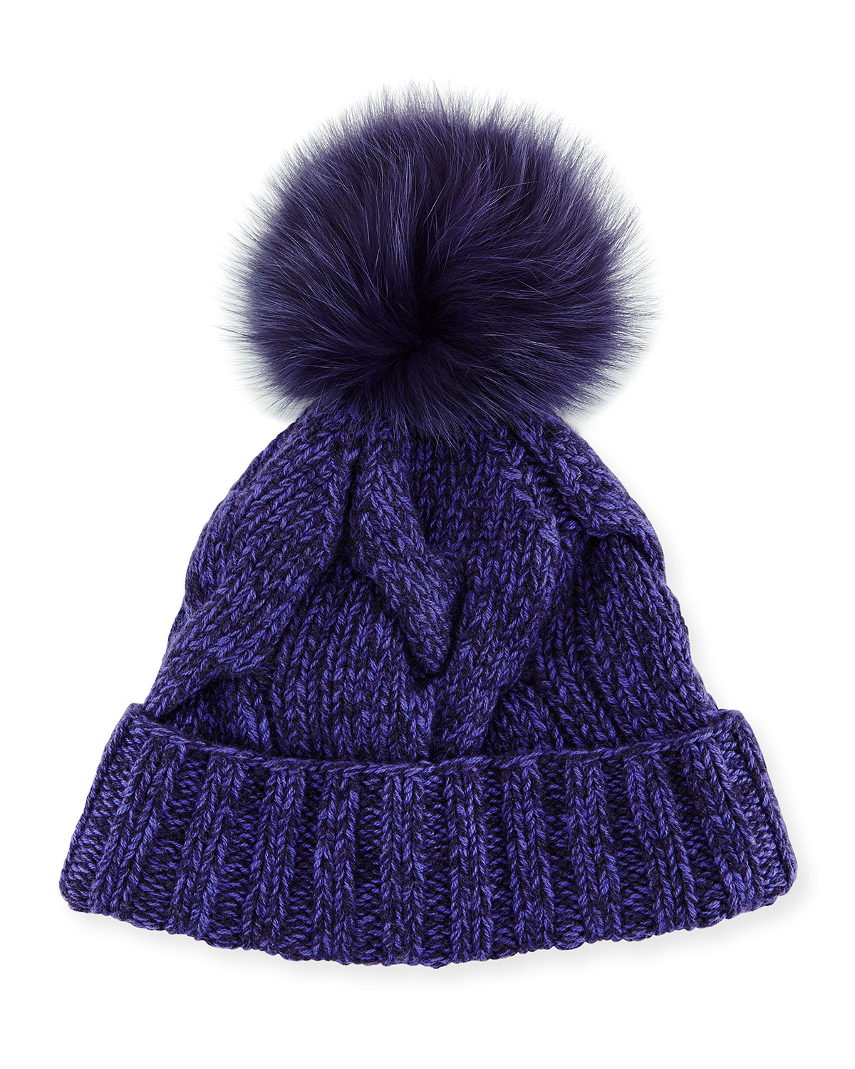hat fur pom pom knit knit Fur Hat  Lyst Pom Loro  Brown in pom Cable Piana