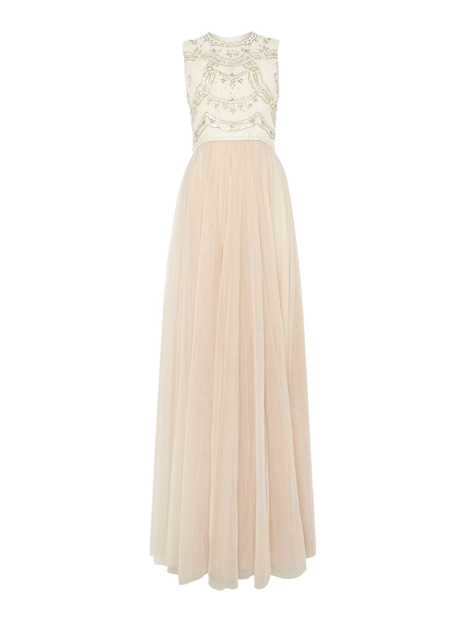 Needle & thread Embellished Lace Bodice Maxi Dress in Natural | Lyst