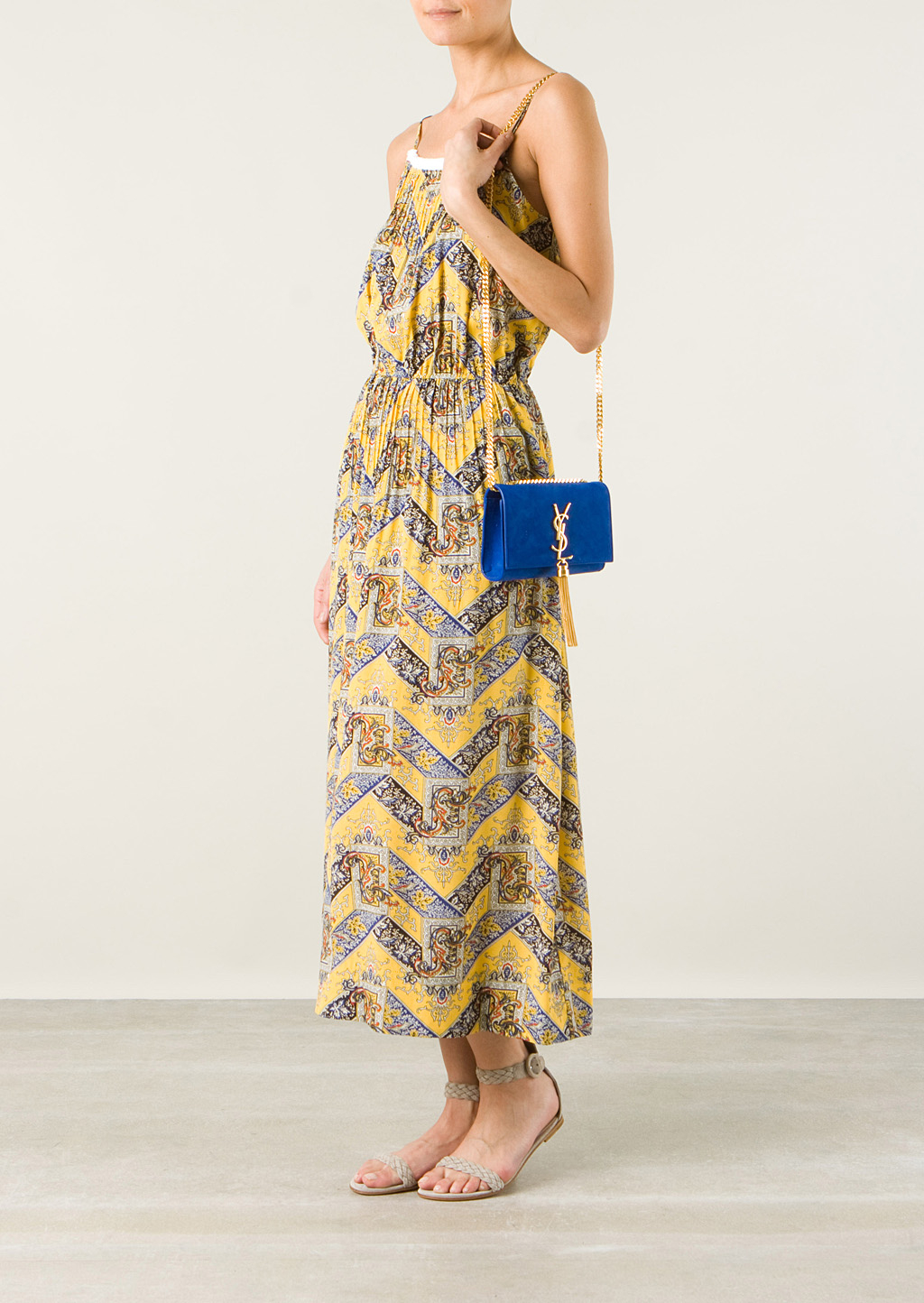 Classic Medium Kate Monogram Saint Laurent Tassel Satchel In Royal Blue Leather
