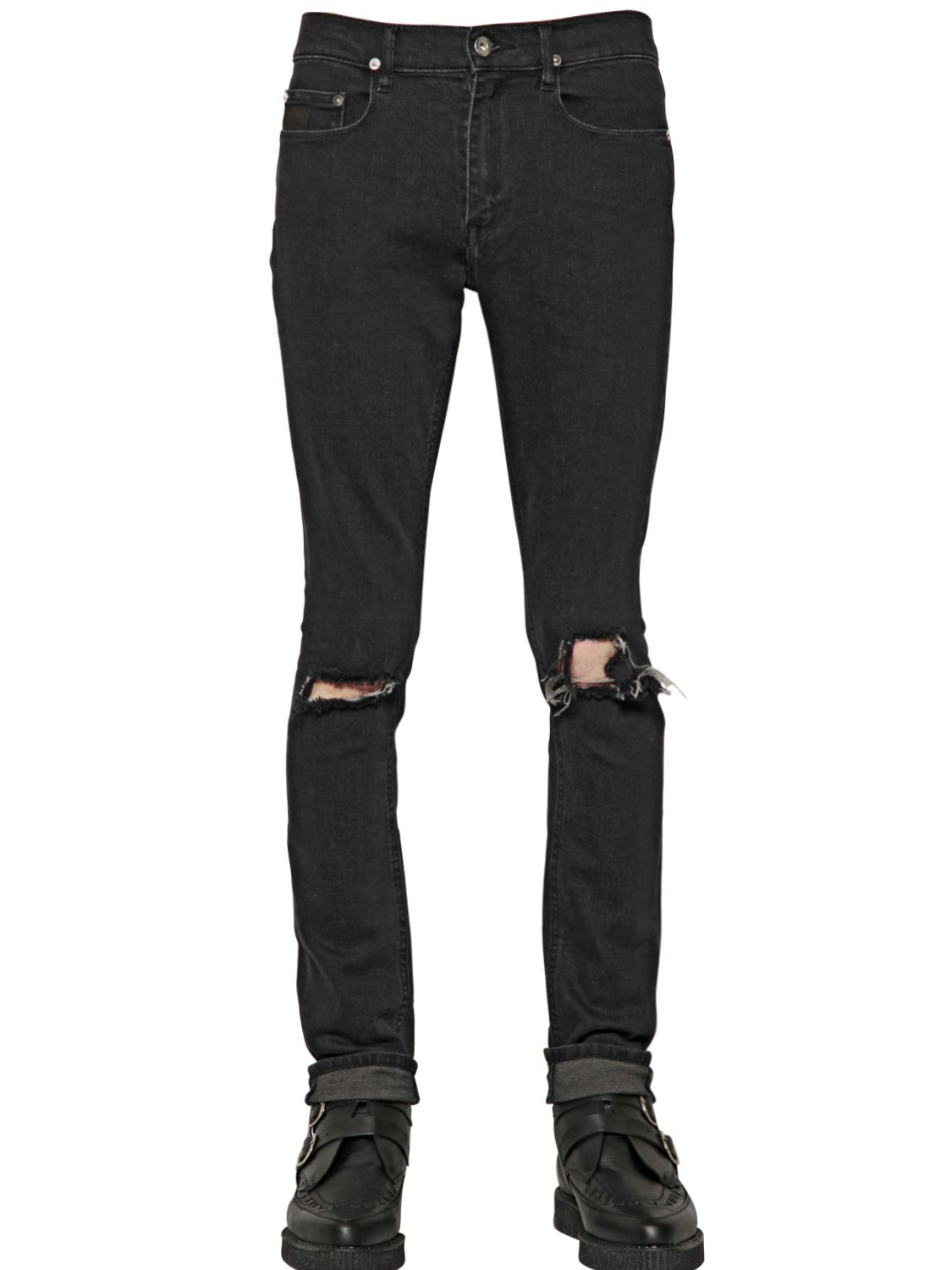 April77 16cm Joey Ripped Stretch Denim Jeans in Black for Men | Lyst