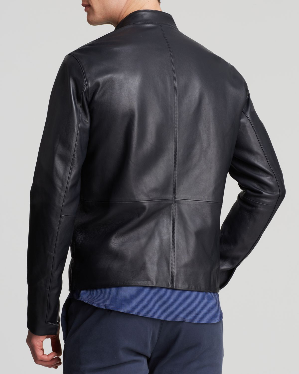 Vince Mixed Media Varsity Leather Jacket In Blue For Men Lyst Gallery Previously Sold At Bloomingdale S Men Varsity Jackets