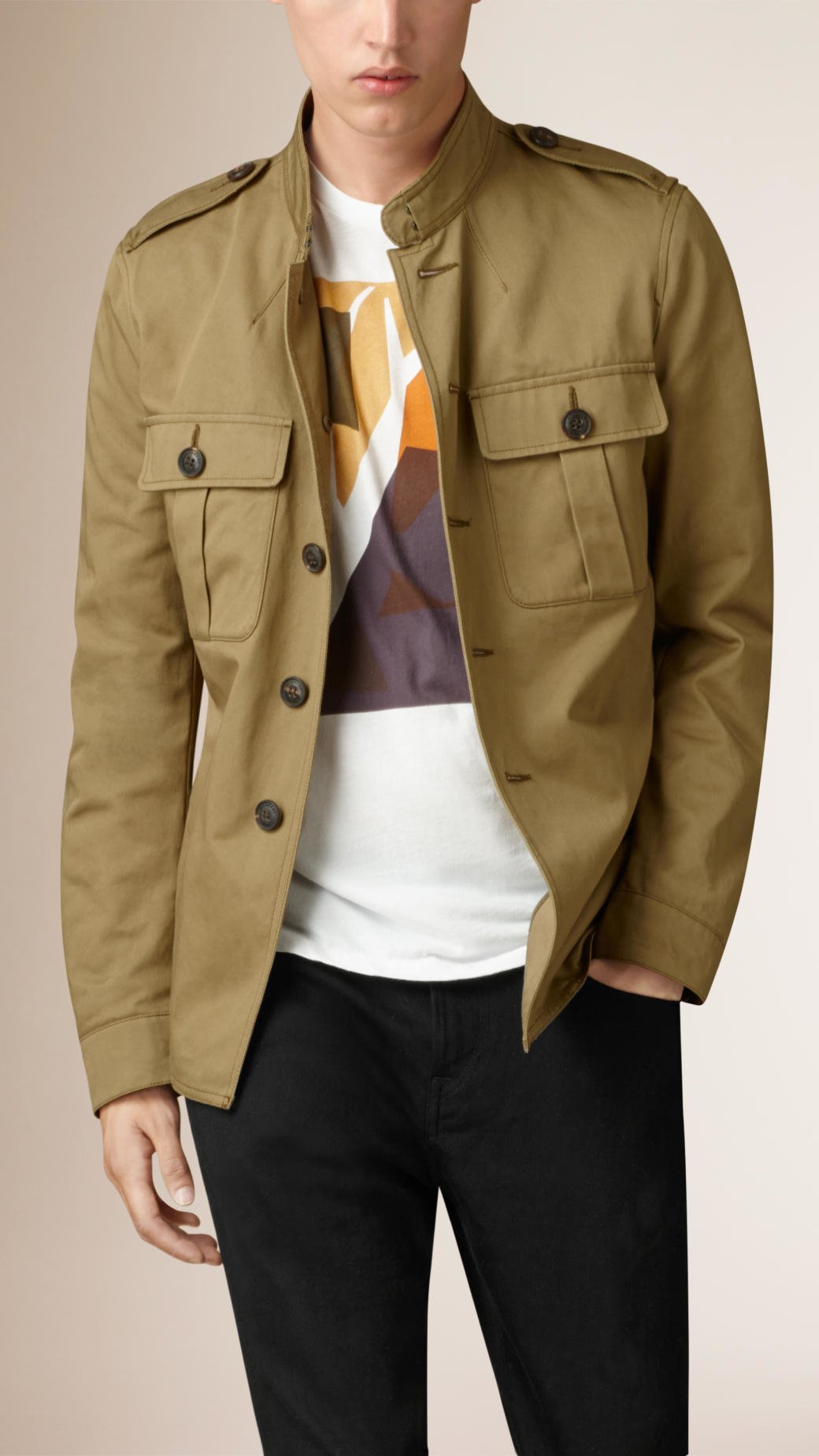 Burberry Cotton Twill Field Jacket in Natural for Men - Lyst