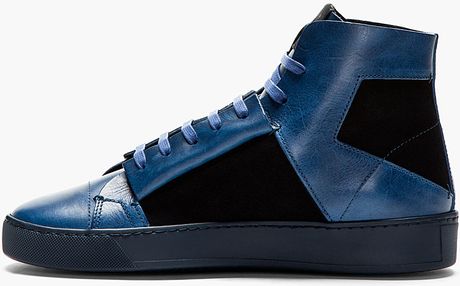 Calvin Klein Navy Leather High Top Jay Sneakers in Blue ...