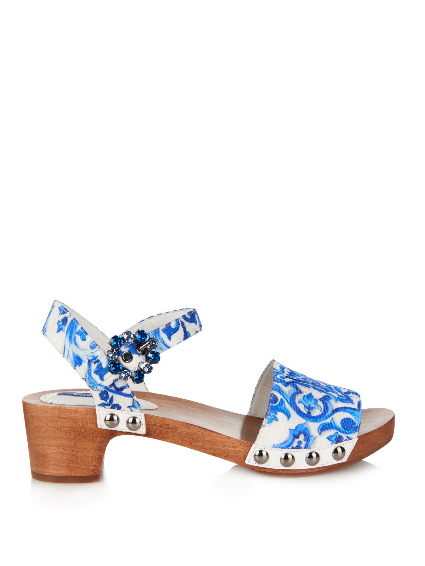 Lyst - Dolce & Gabbana Majolica-Print Brocade Sandals in Blue