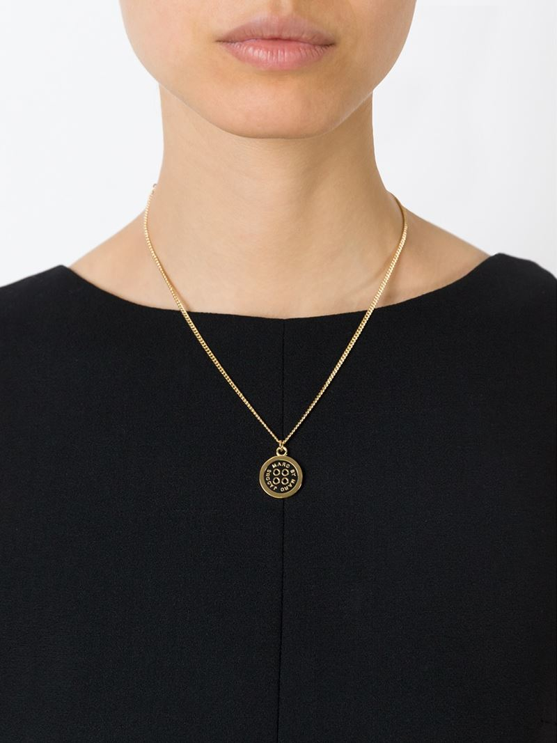 Lyst - Marc By Marc Jacobs Logo Button Pendant Necklace in ...