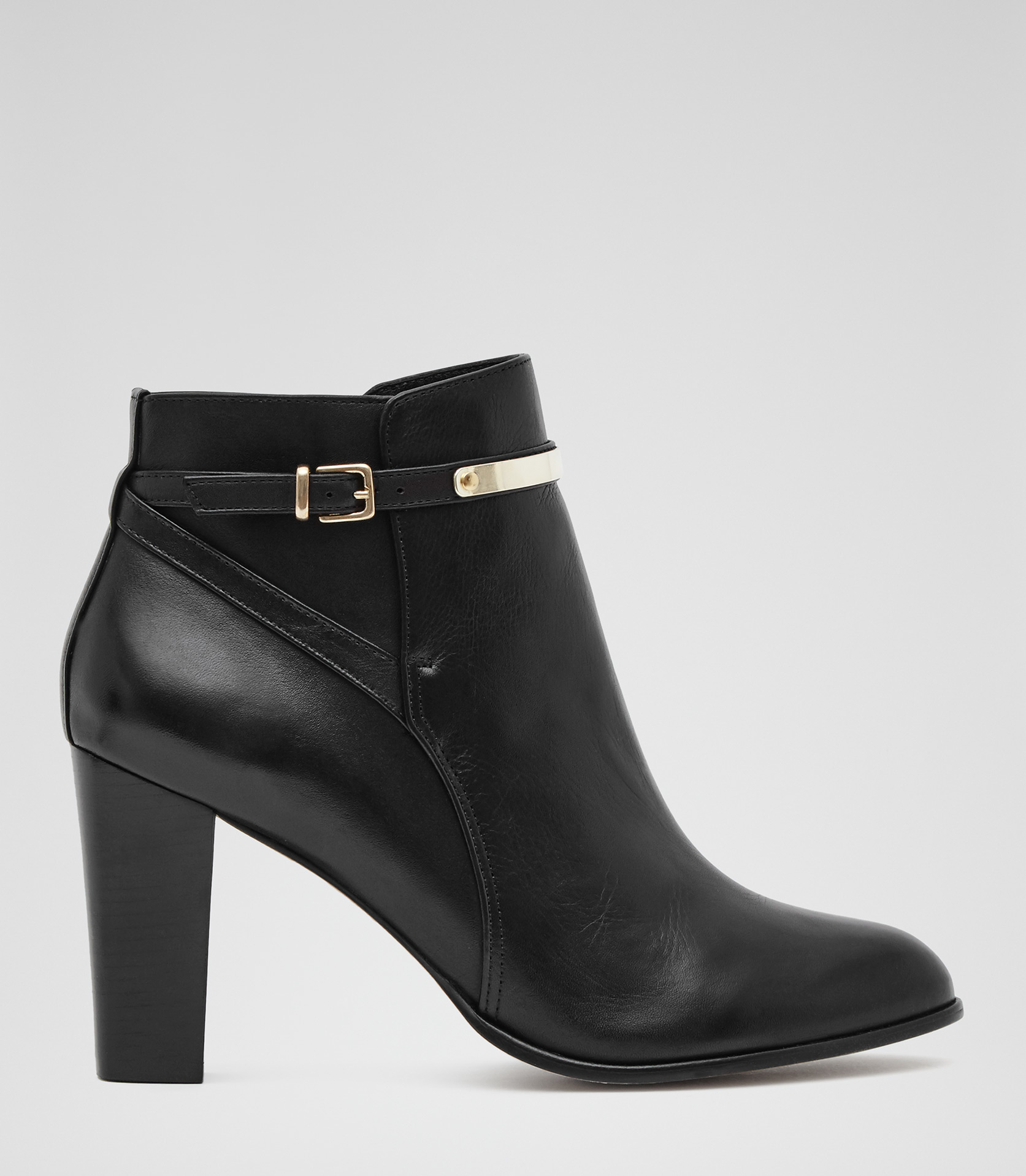 Lyst - Reiss Mia Ankle-strap Leather Boots in Black