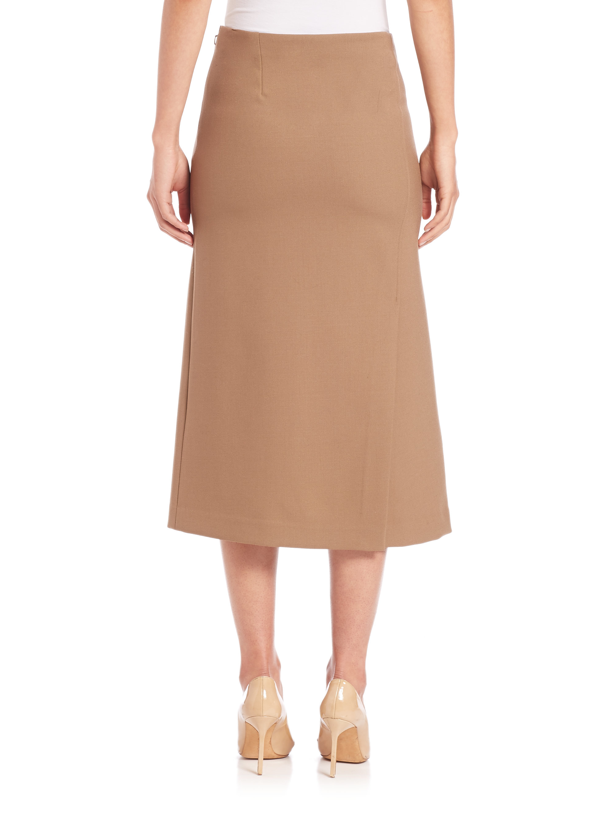 Theory Anneal A-line Midi Skirt in Brown | Lyst