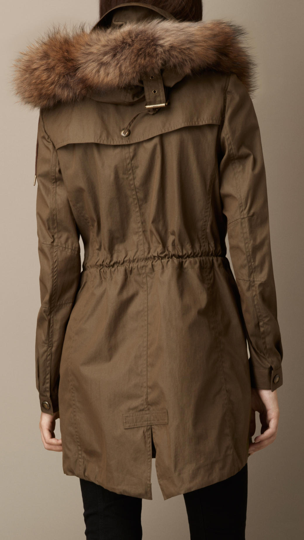 Lyst - Burberry Fur Trim Showerproof Parka in Natural