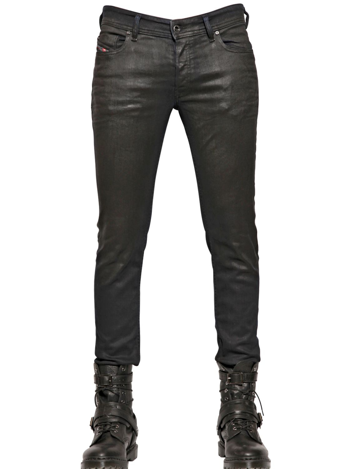 Diesel 17Cm Sleenker Coated Denim Jeans in Black for Men | Lyst