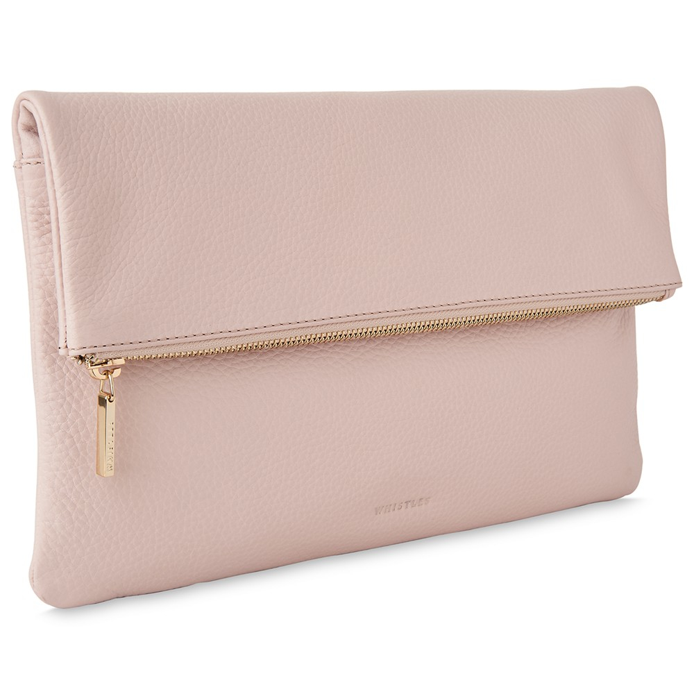 Whistles Foldover Zip Clutch Bag in Pink - Lyst