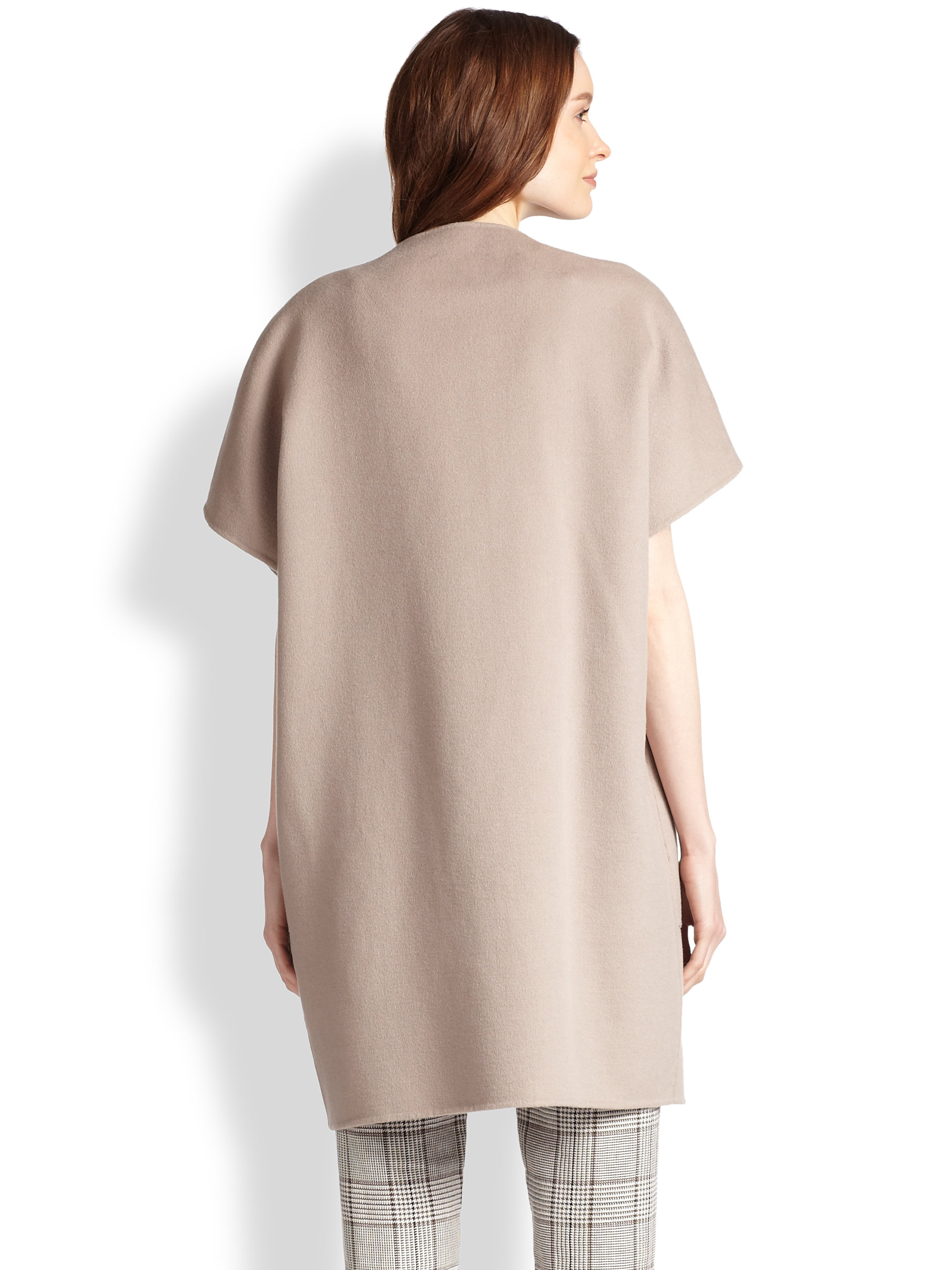 Armani Wool/Cashmere DoubleBreasted Kimono Coat in Natural Lyst