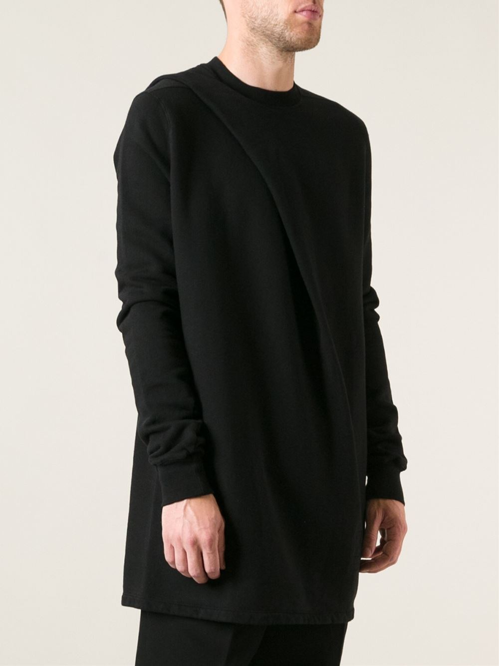 Lyst - Drkshdw By Rick Owens Asymmetric Drape Sweater in Black for Men