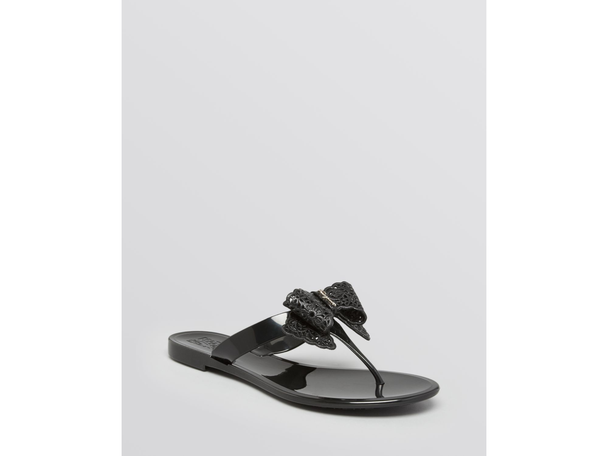 black ferragamo flip flops