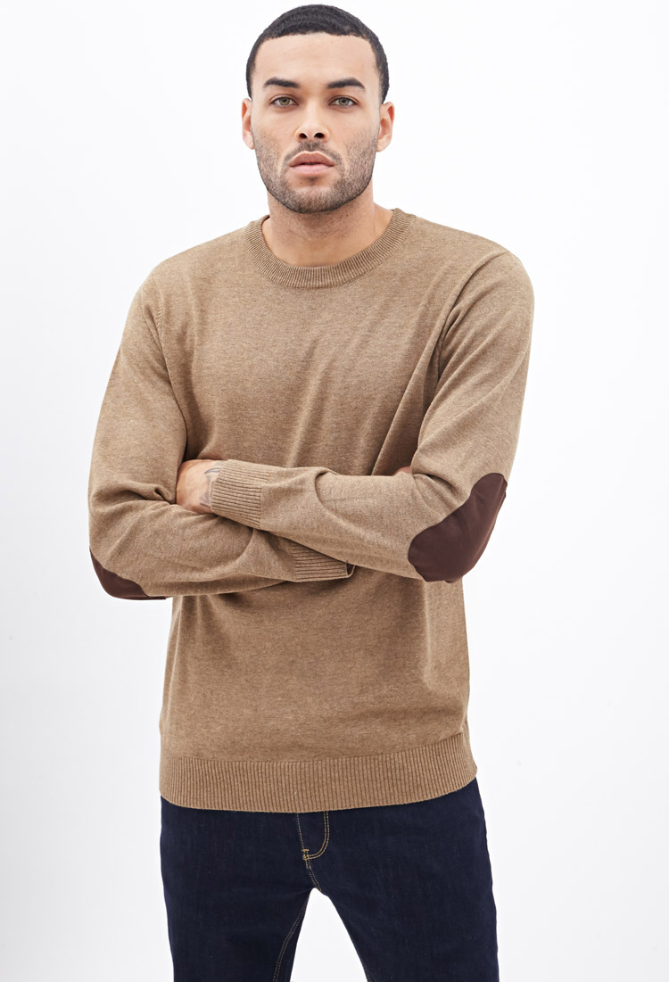 Forever 21 Faux Suede Patch Sweater in Brown for Men | Lyst image.