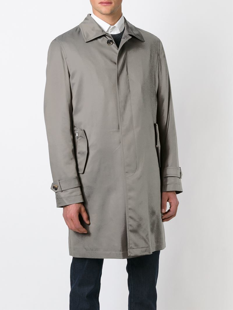 Lyst - Brioni Classic Raincoat in Gray for Men