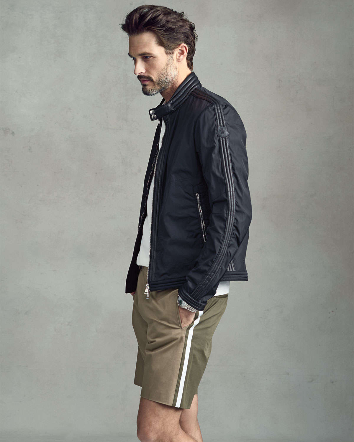 moncler daquin quilted front-zip nylon moto jacket black moncler daquin quilted front-zip nylon moto jacket black