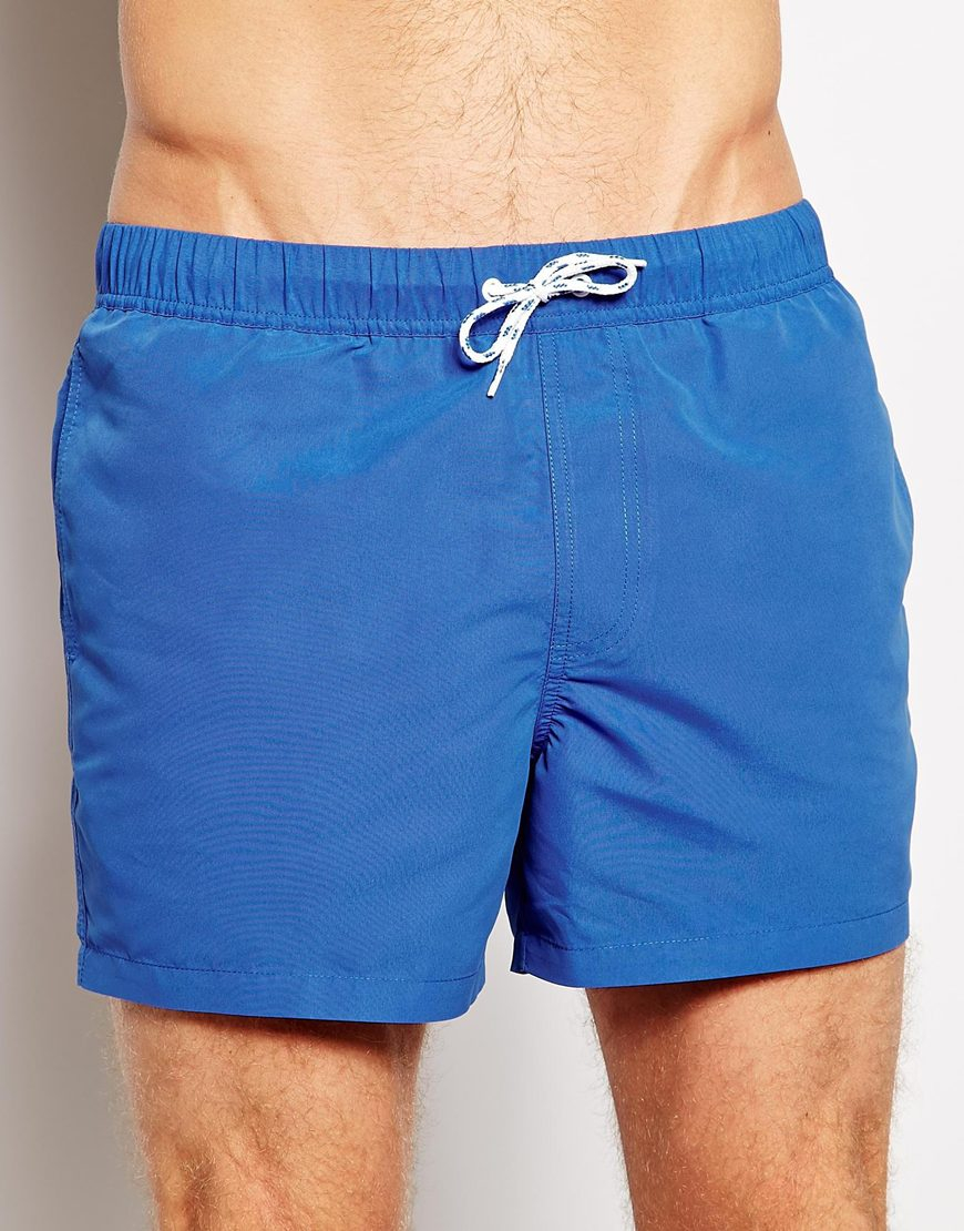 Lyst - Asos Swim Shorts In Short Length in Blue for Men