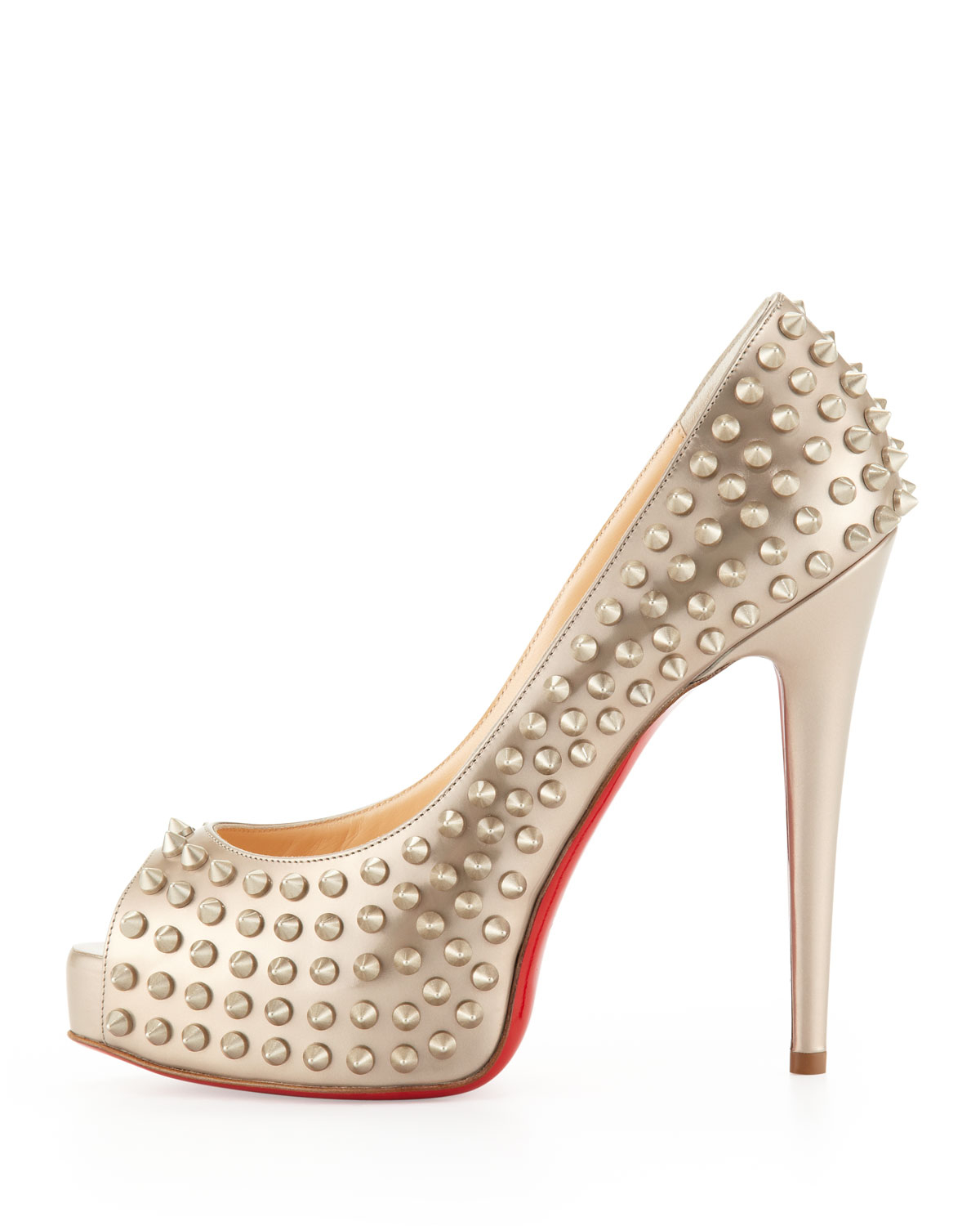 christian louboutin pointed toe Pigalle pumps Beige patent leather ...  