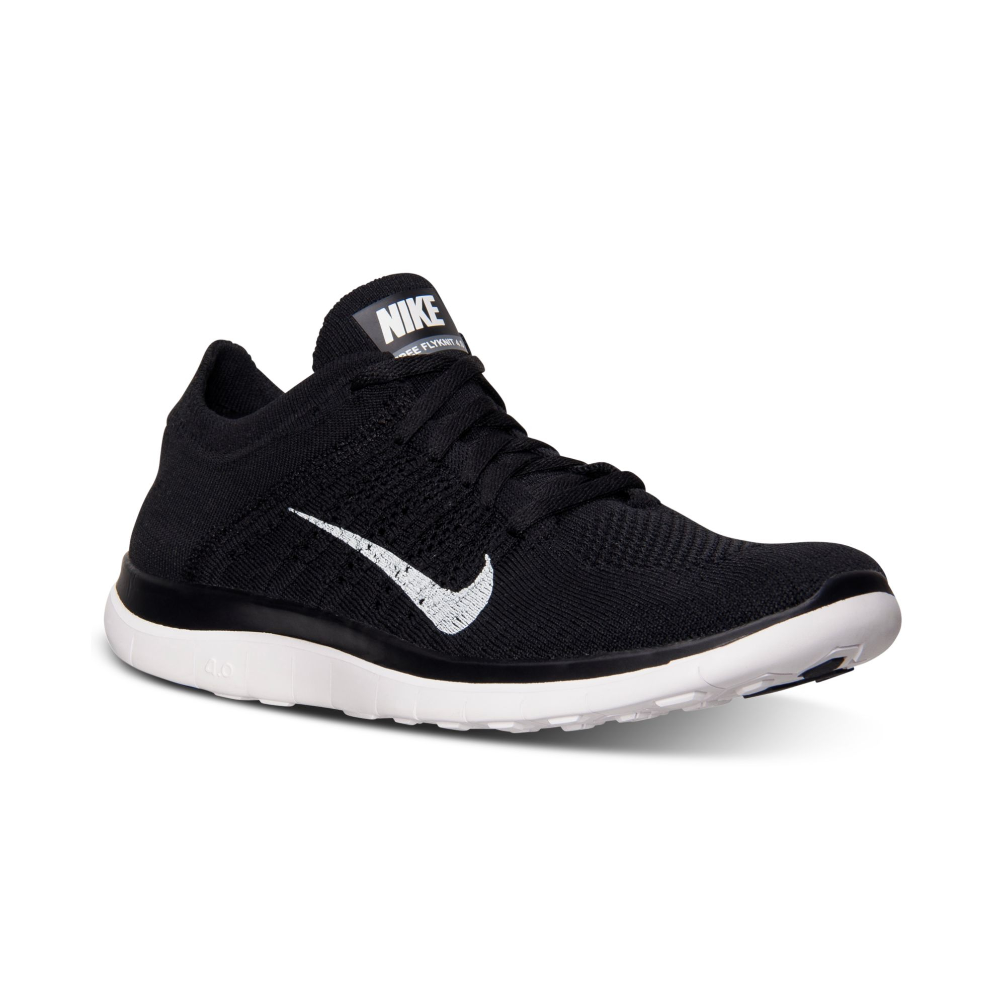 Nike Men'S Free Flyknit 4.0 Running Sneakers From Finish Line in Black