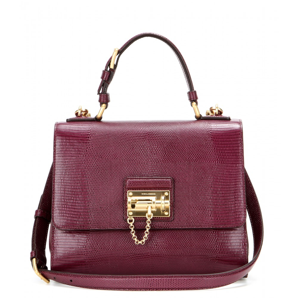 Dolce & gabbana Monica Embossed Leather Shoulder Bag in Purple | Lyst