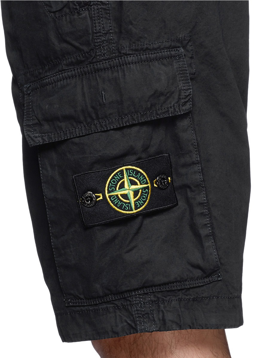 Lyst - Stone Island Coated Cotton Cargo Shorts in Black for Men