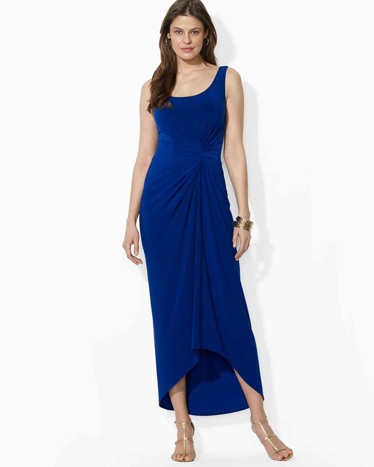 Lyst - Ralph Lauren Lauren Petites Maxi Dress Scoop Neck in Blue