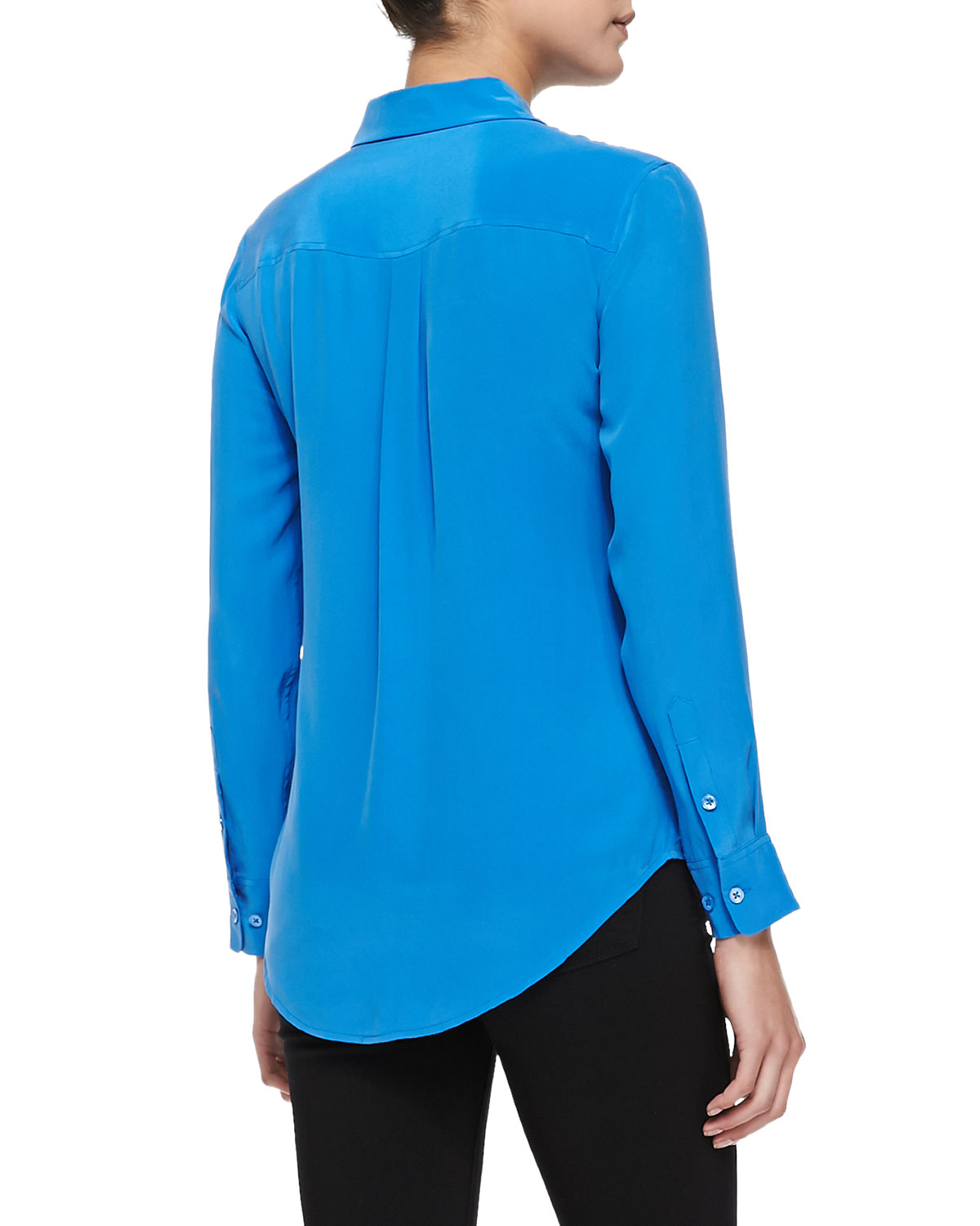 blue silk blouse uk