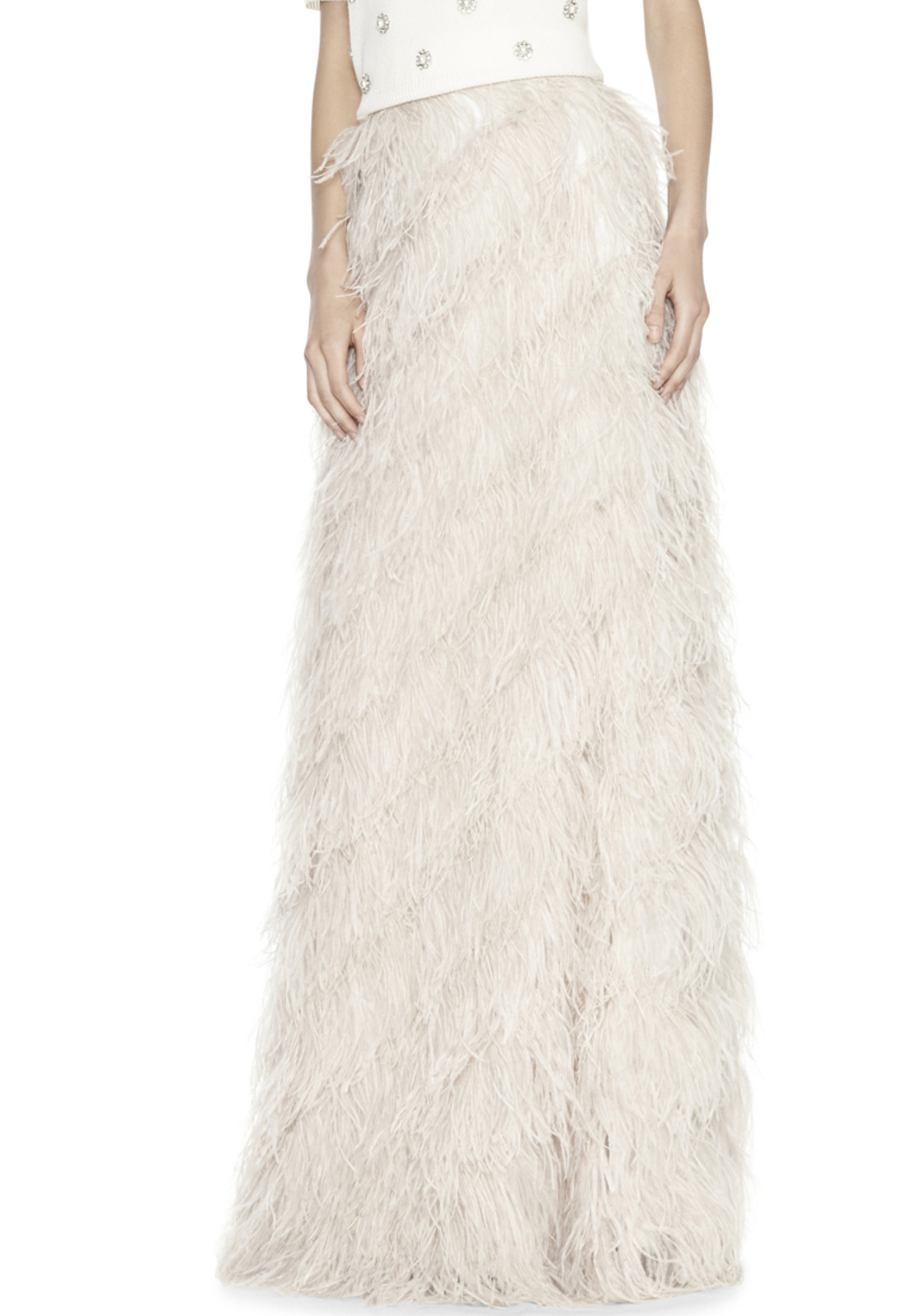 Alice + olivia Sherelle Ostrich Feather Skirt in Natural | Lyst