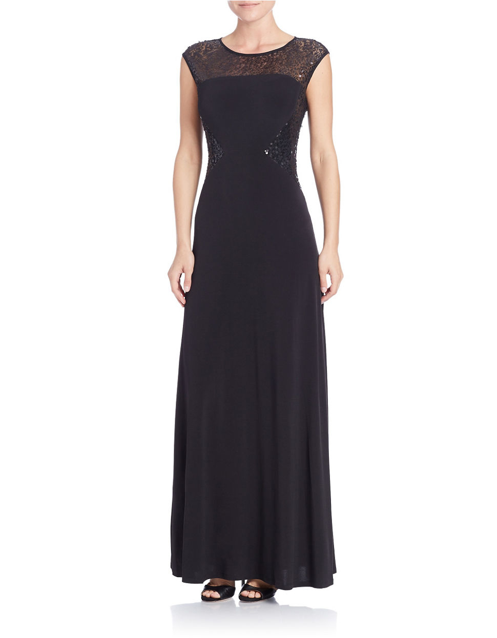 Lyst - Calvin Klein Sleeveless Sequined Gown in Black