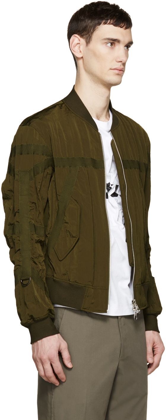 Wooyoungmi Green Nylon Taped Bomber Jacket in Green for Men | Lyst