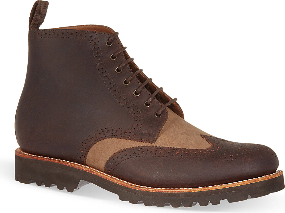 grenson mens boots grenson sharp brogue boots brown in brown for lyst grenson mens boots grenson sharp brogue boots brown in brown for lyst