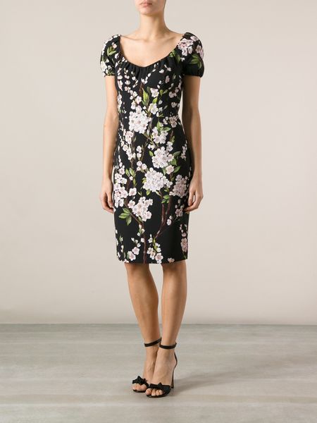 Dolce & Gabbana Floral Print Dress in Floral (black) | Lyst