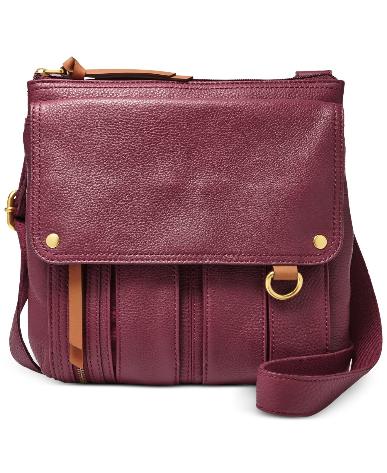 Fossil Morgan Leather Traveler Crossbody Bag in Purple - Lyst