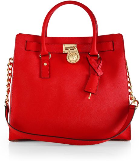 Michael Michael Kors Hamilton Large Tote in Red | Lyst
