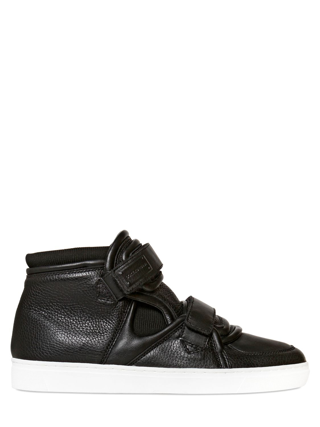 Lyst - Dolce & Gabbana Grained Leather High Top Sneakers in Black for Men