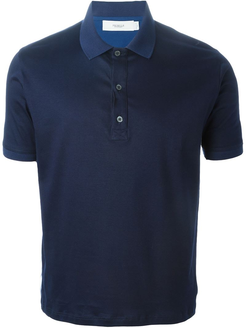 Lyst - Pringle Of Scotland Contrast Back Polo Shirt in Blue for Men