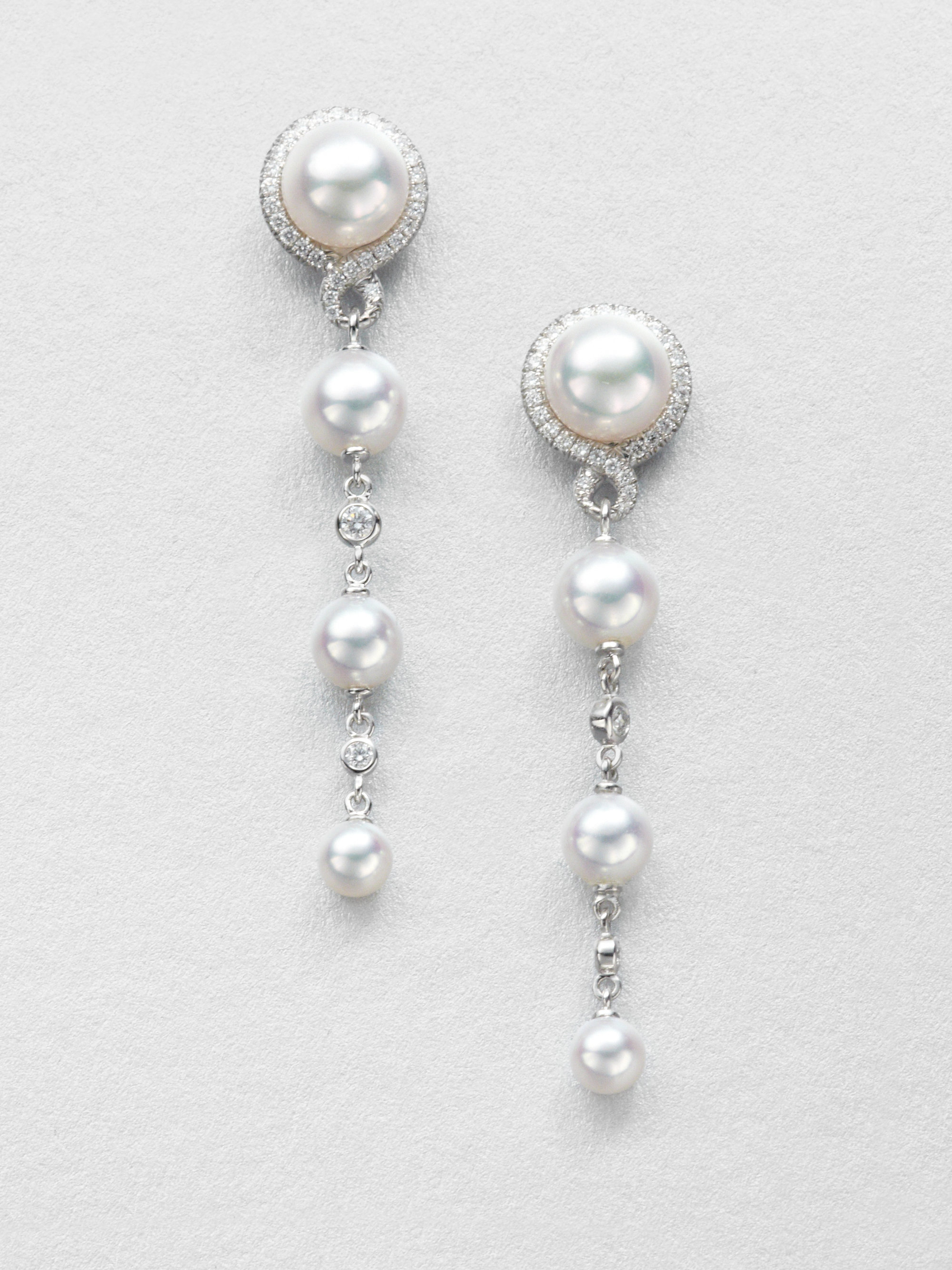 Mikimoto Petite Soleil 4Mm-7Mm White Cultured Akoya Pearl, Diamond ...