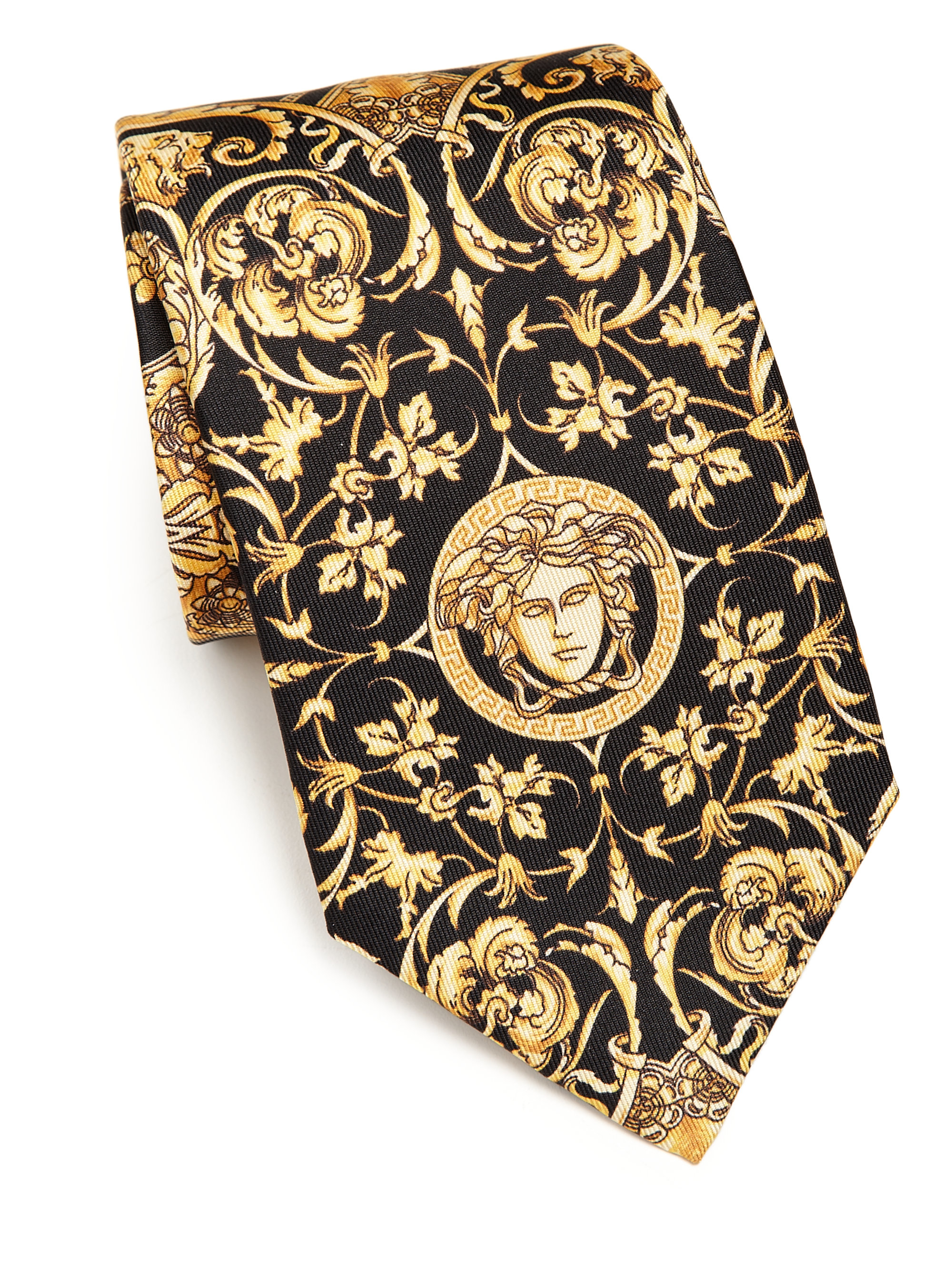 Versace Baroque & Medusa Tie in Gold for Men (black-gold) | Lyst