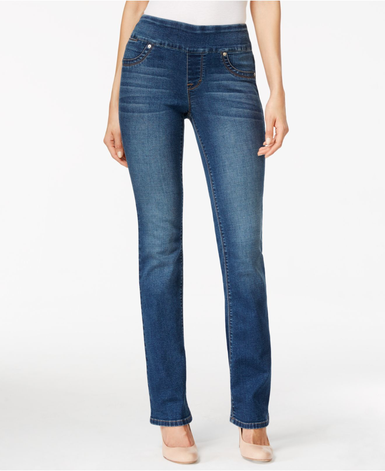 Lyst - Style & Co. Petite Pull-on Medium Wash Flared Jeans in Blue