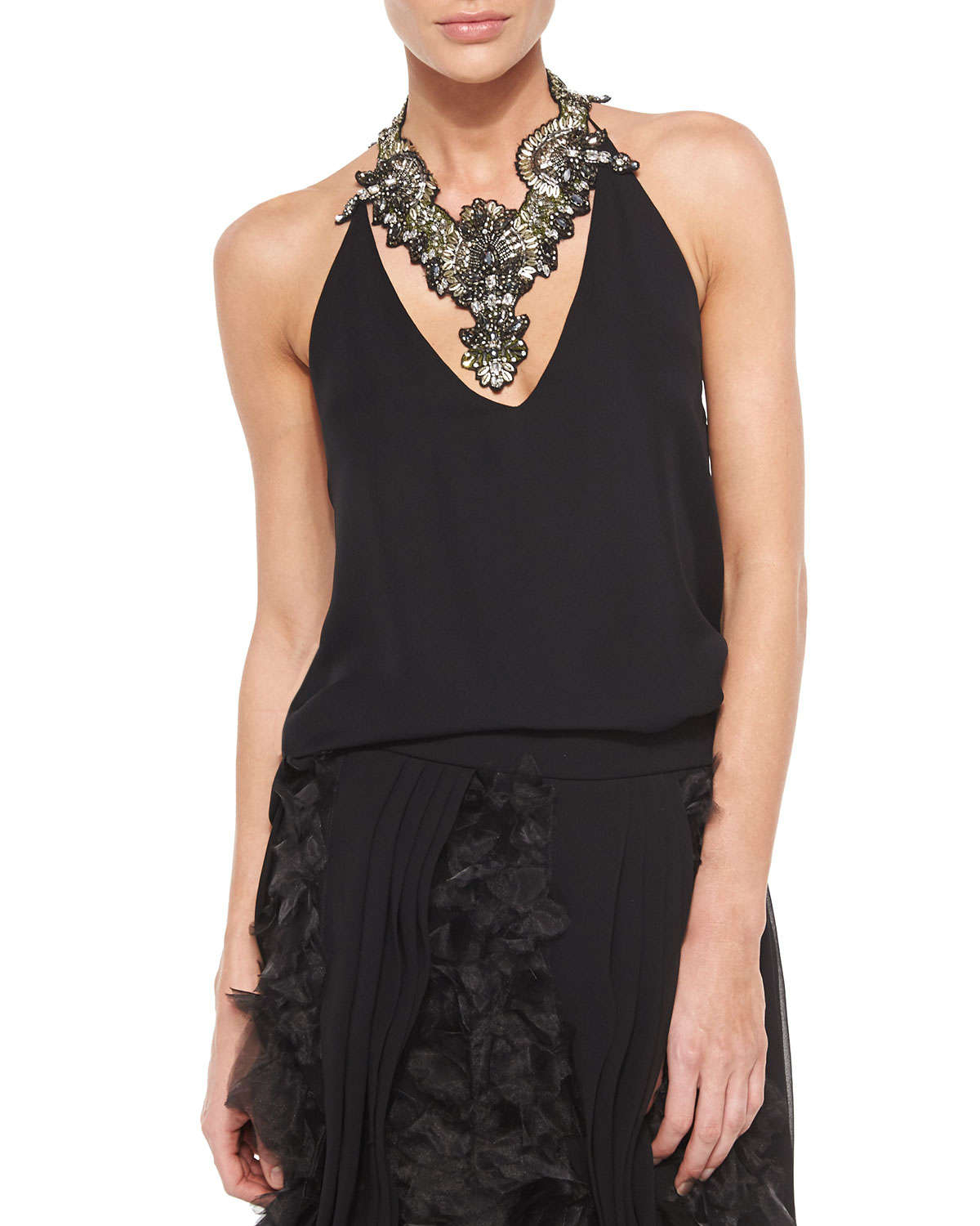 black silk halter top