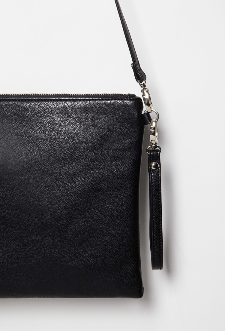 forever 21 oversized crossbody pouch in black lyst forever 21 oversized crossbody pouch in black lyst