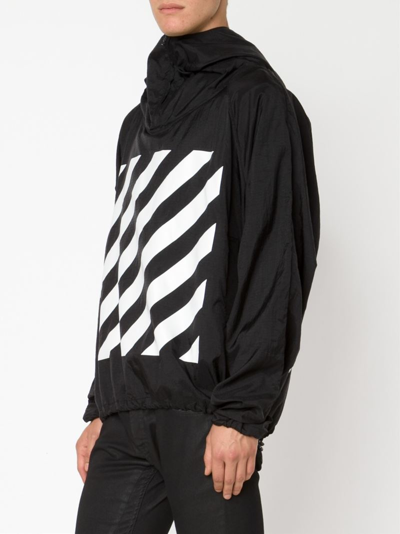 Lyst OffWhite C/O Virgil Abloh Striped Panel Windbreaker in Black