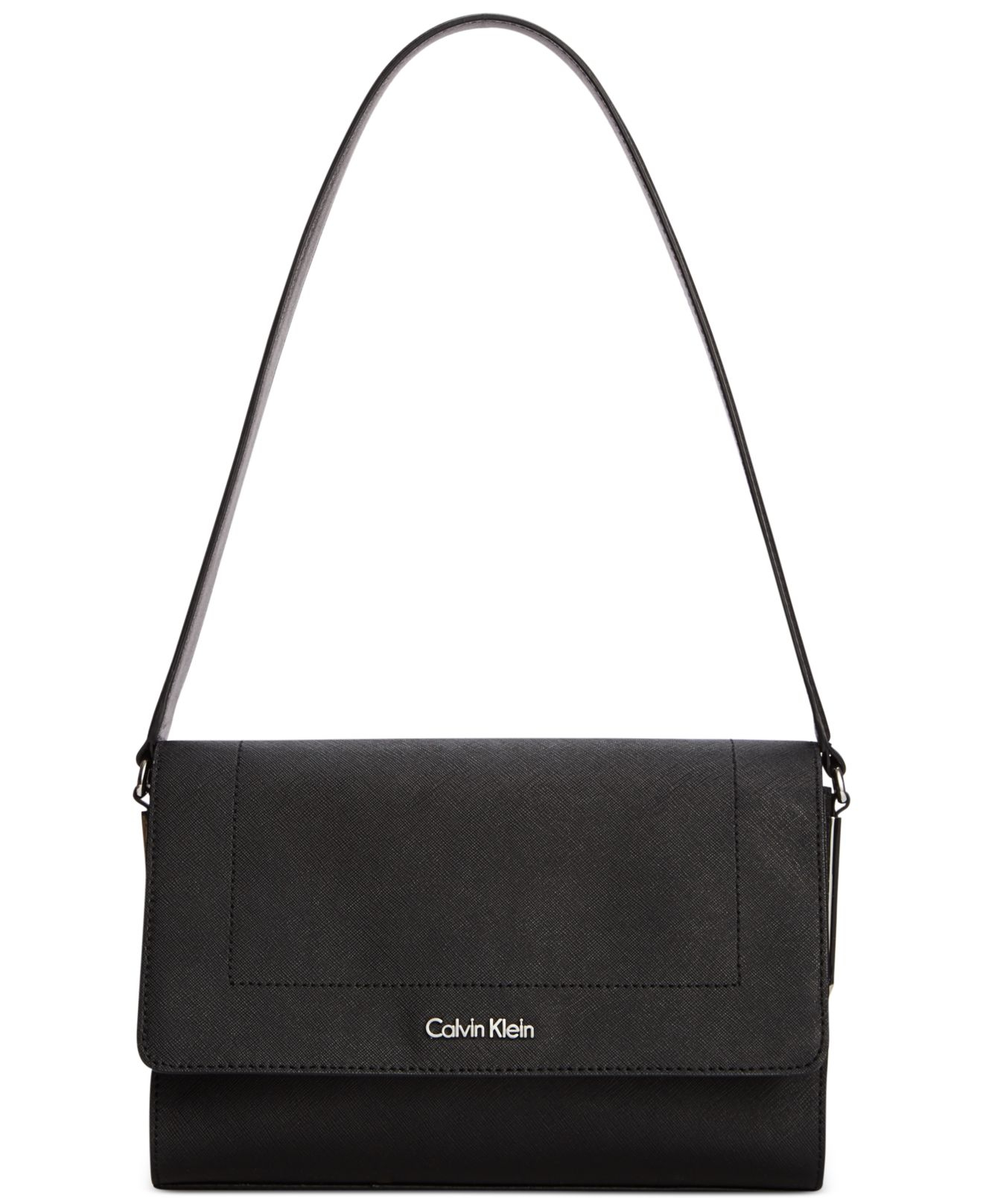 Lyst Calvin Klein Sanremo Saffiano Shoulder Bag In Black Gallery