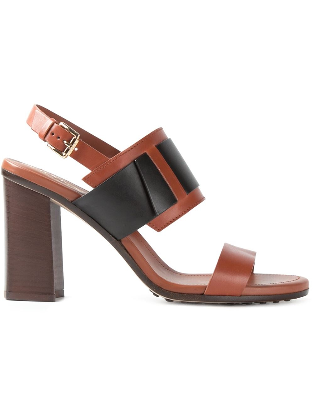 Tod's Chunky Heel Sandals in Brown | Lyst