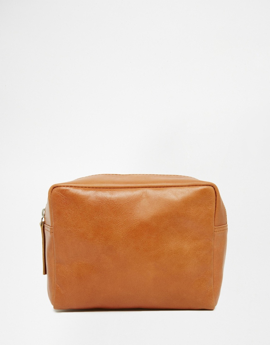 lyst asos leather wash bag in vintage in brown for lyst asos leather wash bag in vintage in brown for