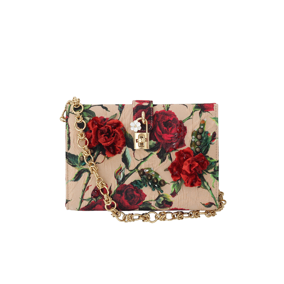 Lyst - Dolce & Gabbana Small Rose Print Canvas Bag in Pink